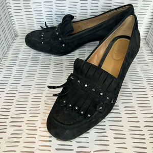 Franco Sarto Kiltie Suede‎ Pump Block Heel Square Toe size 8.5
